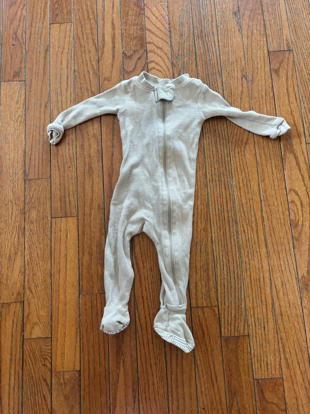 Neutral Cream Footed Baby One-Piece with Front Zip